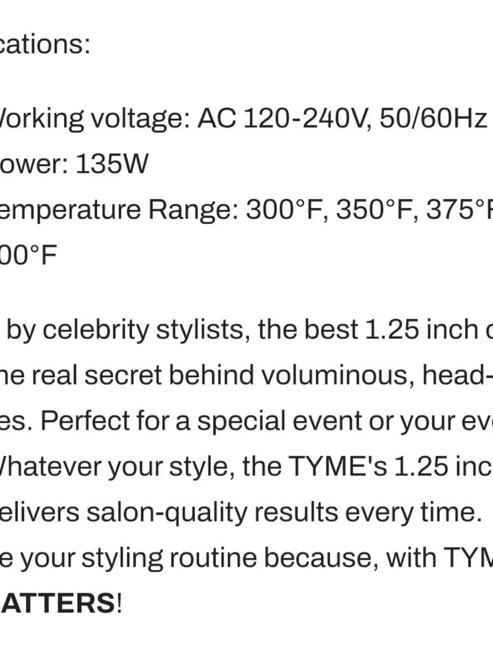 Tyme 1.25 Ceramic Curling Iron
